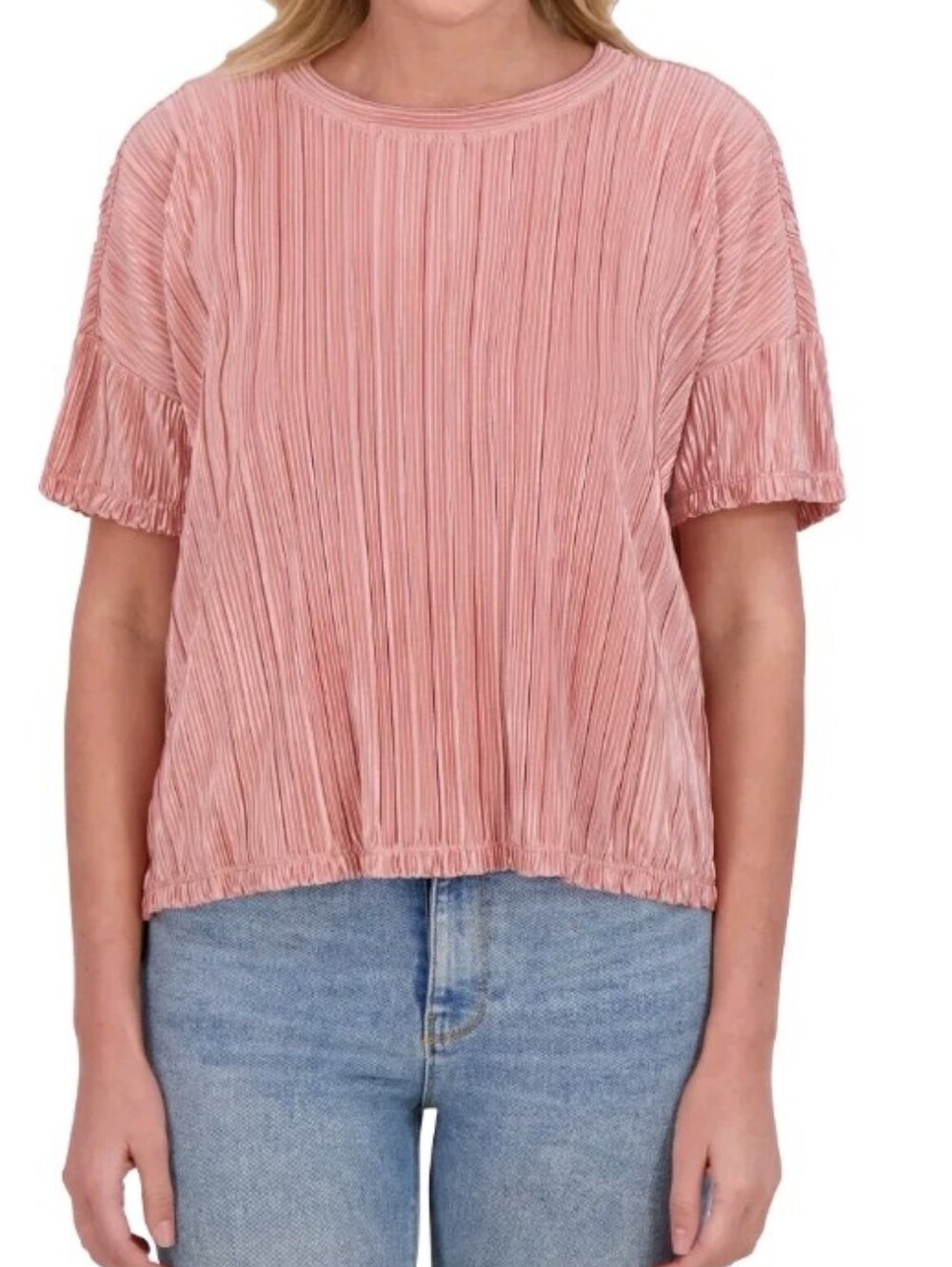 Andrew Marc Plisse Women's Boxy Fit Blouse,